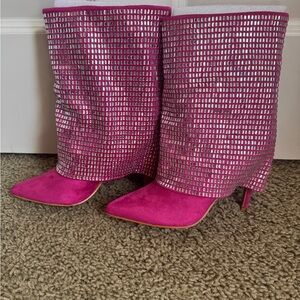Pink Rhinestone Women's Boots